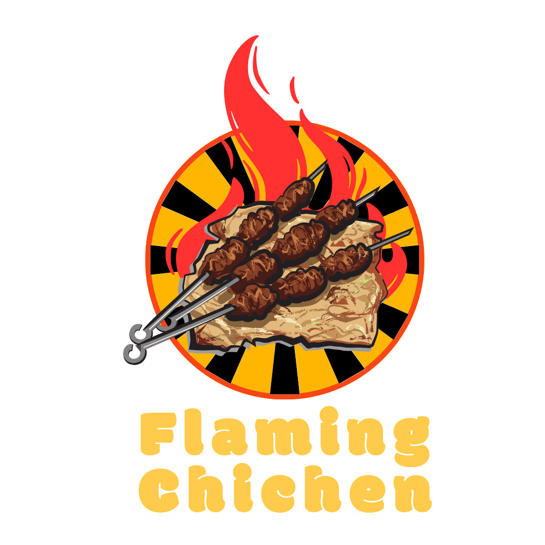 Logo of a fiery chicken for a barbecue restaurant.