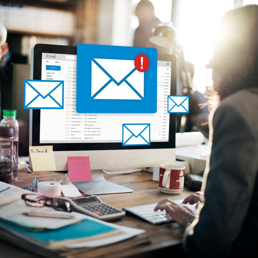 A computer screen with an inbox filled with spam emails. Learn effective methods to prevent email spam.